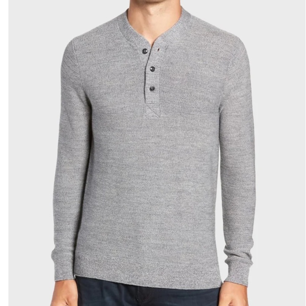 BONOBOS MEN'S MERINO HENLEY EASY CARE SWEATER FH.